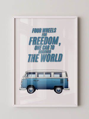 Bulli Freiheit Retro Blau