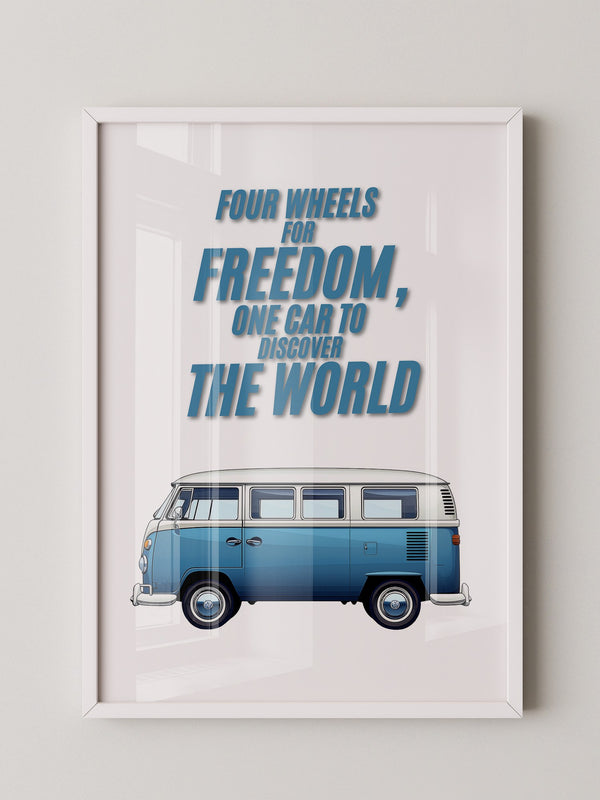 Bulli Freiheit Retro Blau