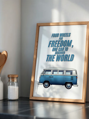 Bulli Freiheit Retro Blau
