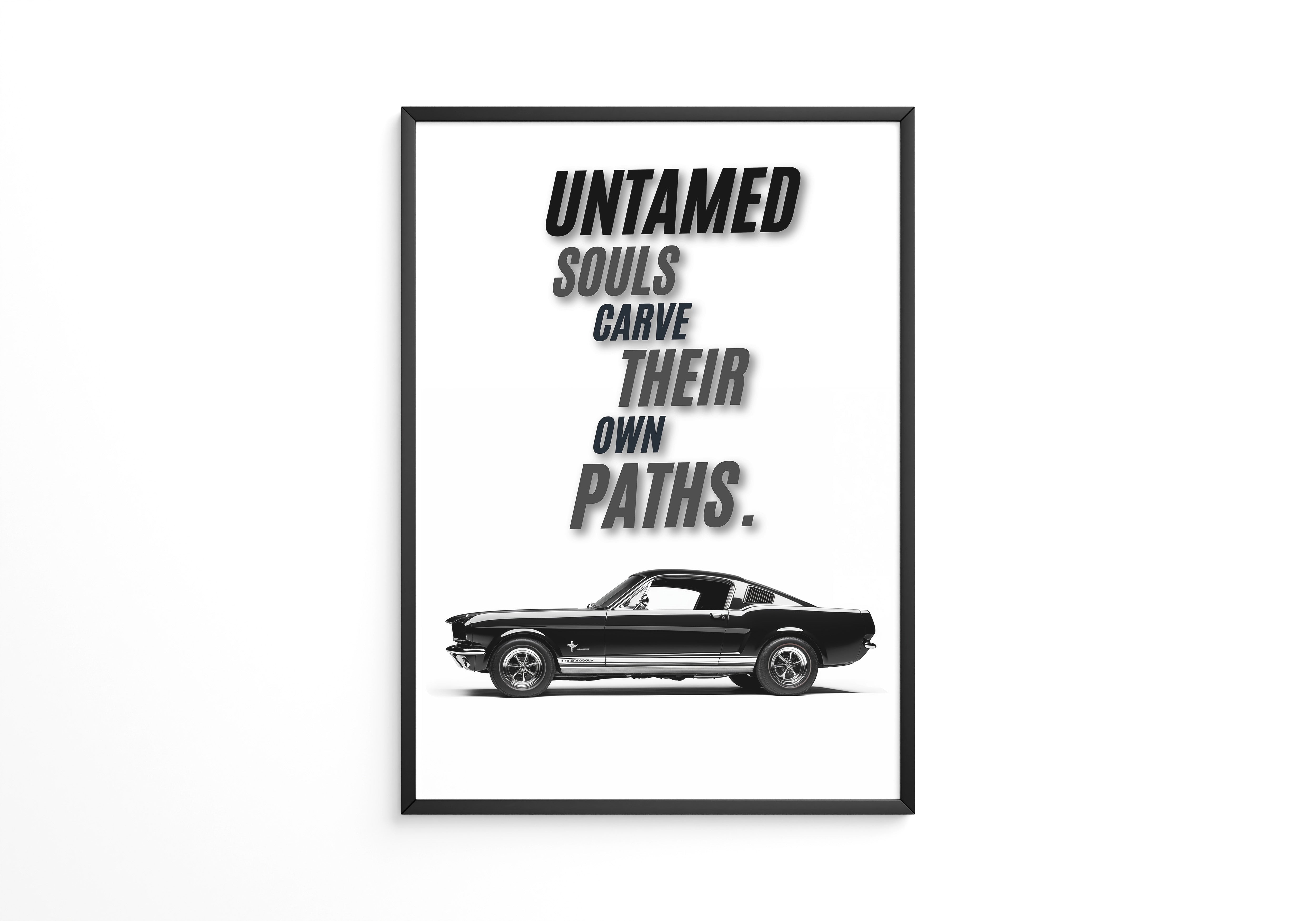 Mustang Seitenansicht Schwarzweiß