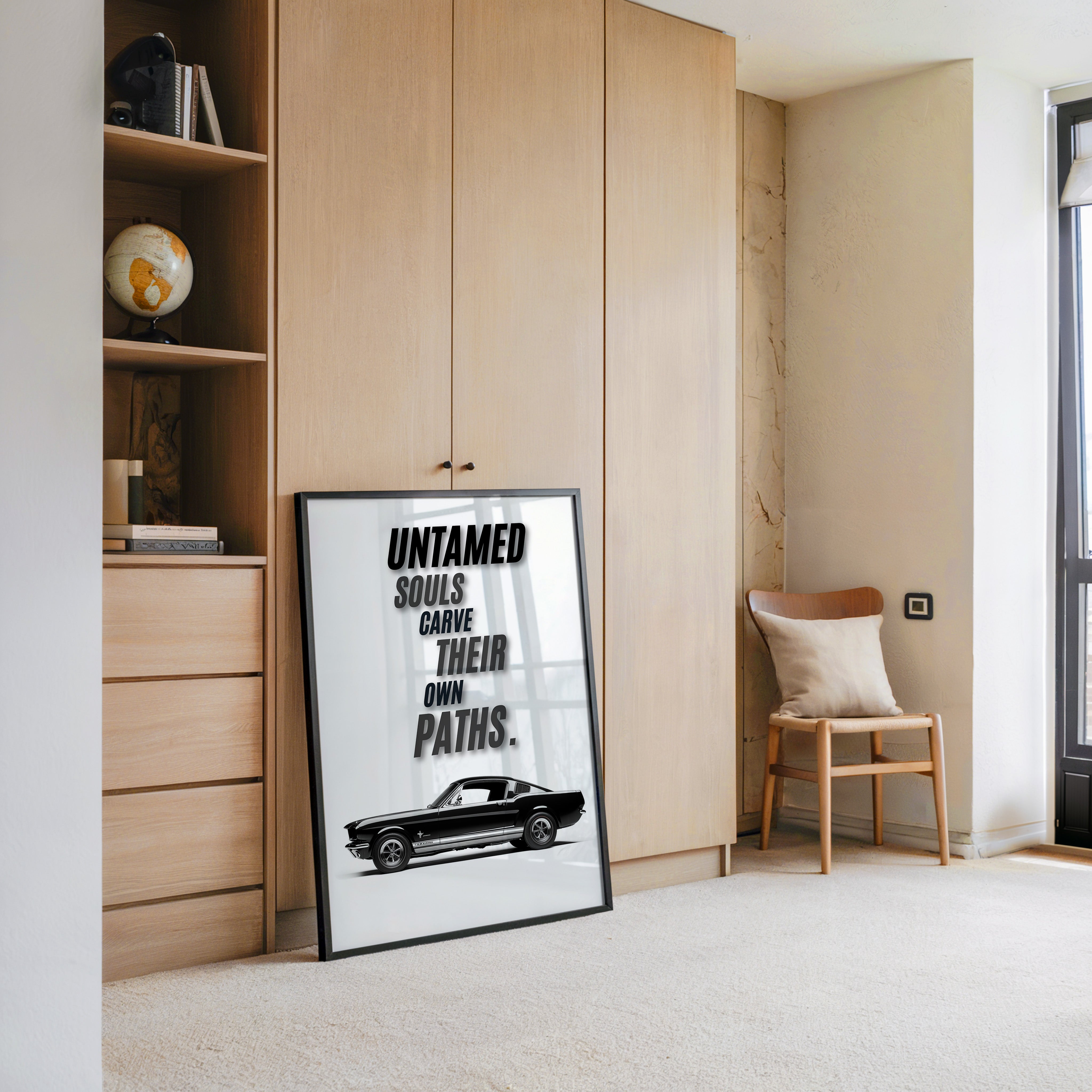 Mustang Seitenansicht Schwarzweiß