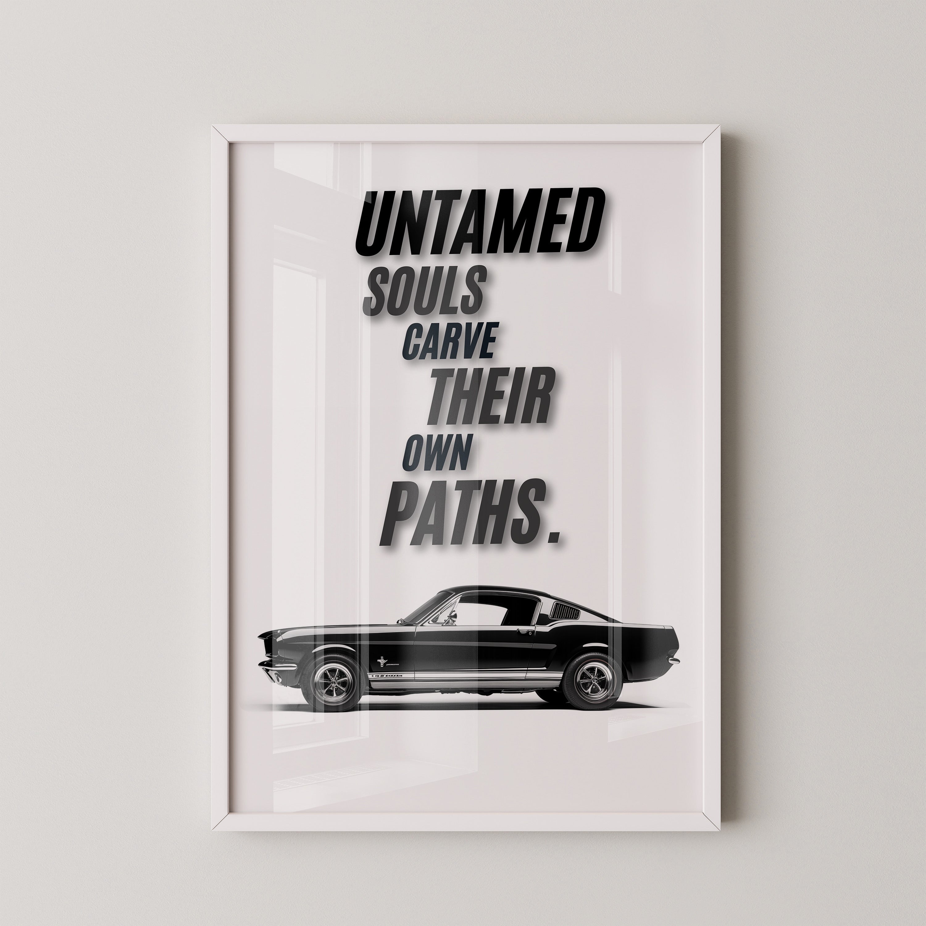 Mustang Seitenansicht Schwarzweiß