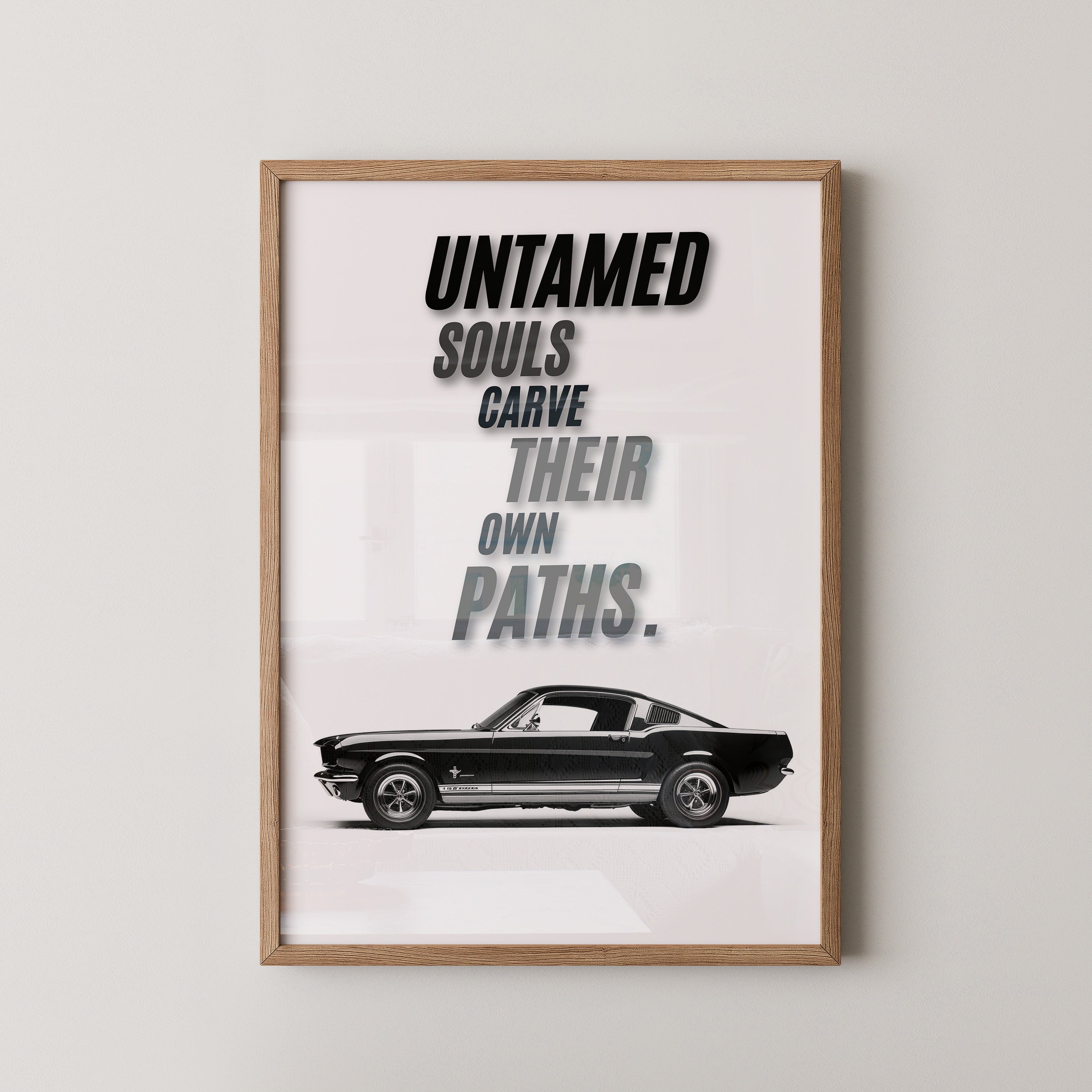 Mustang Seitenansicht Schwarzweiß