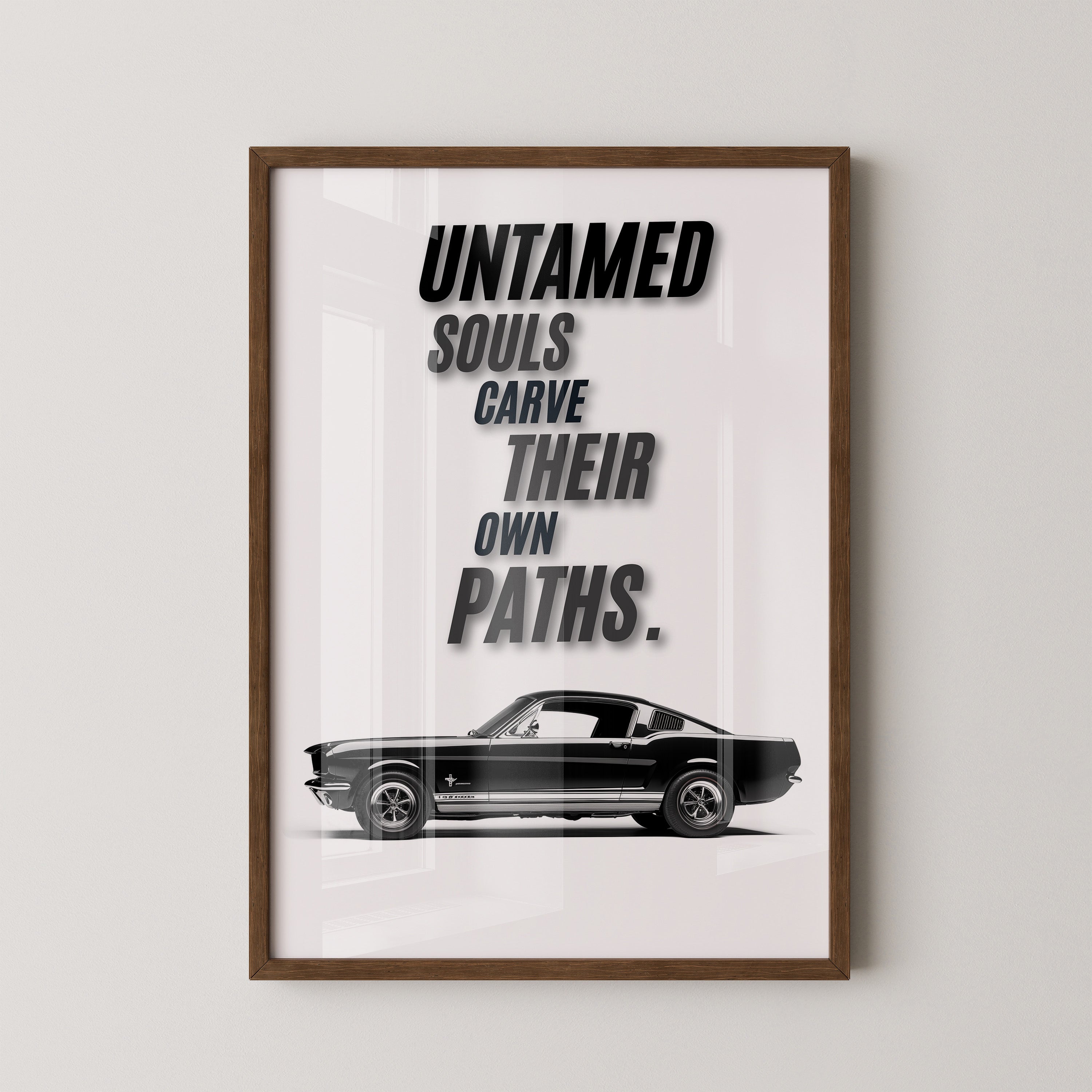 Mustang Seitenansicht Schwarzweiß