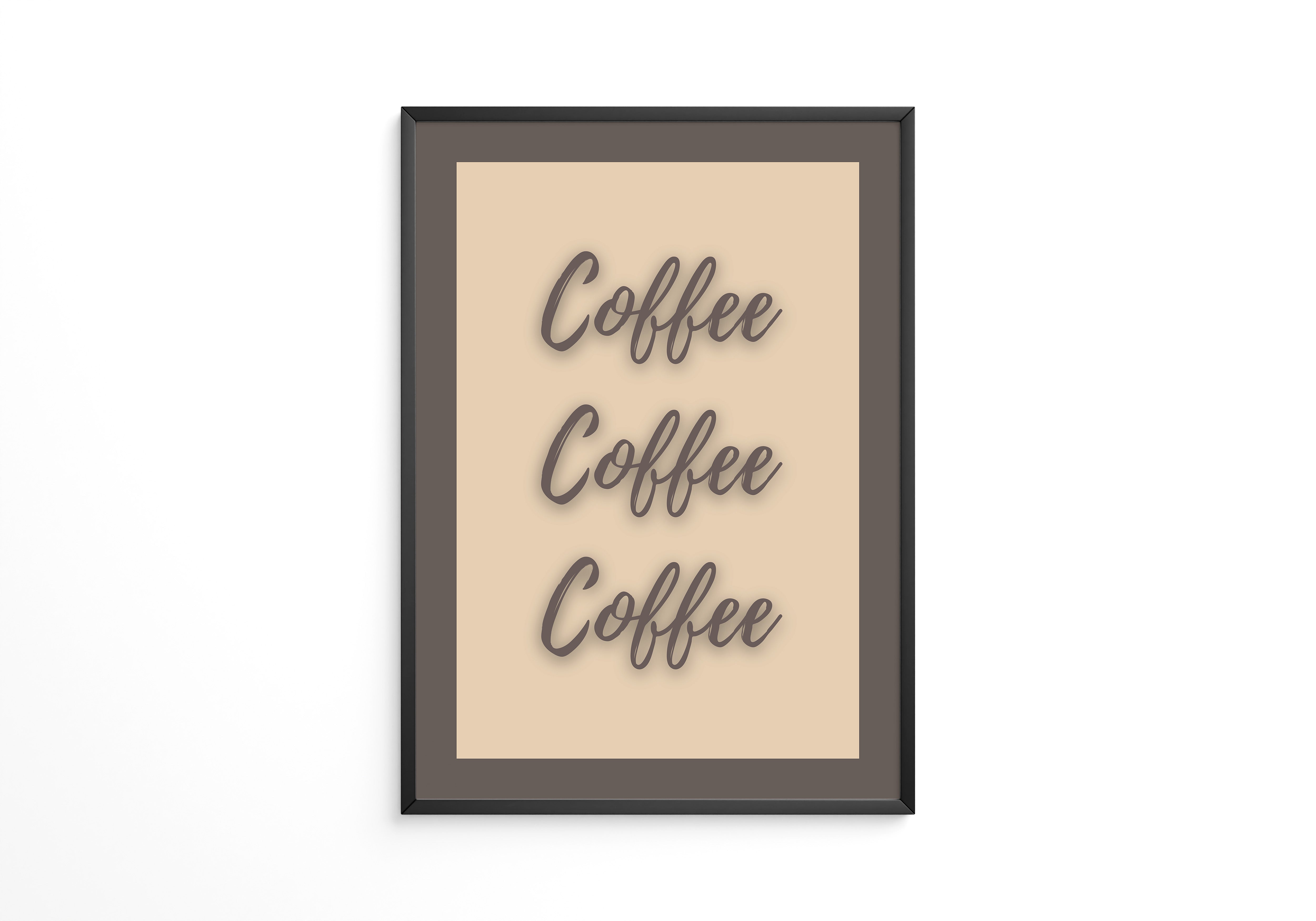 Kaffee Schriftzug Dreifach Braun