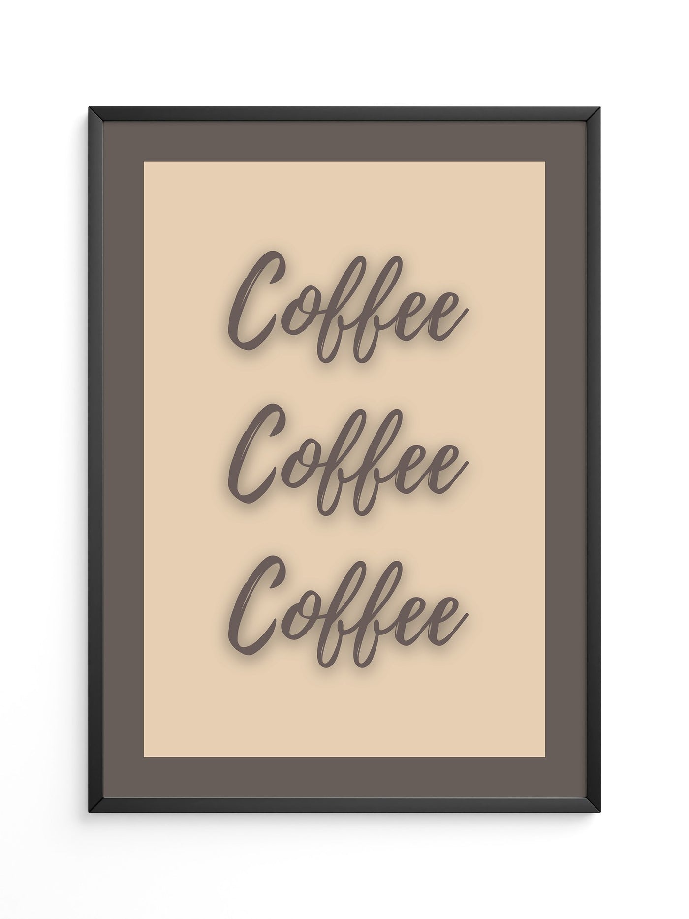 Kaffee Schriftzug Dreifach Braun