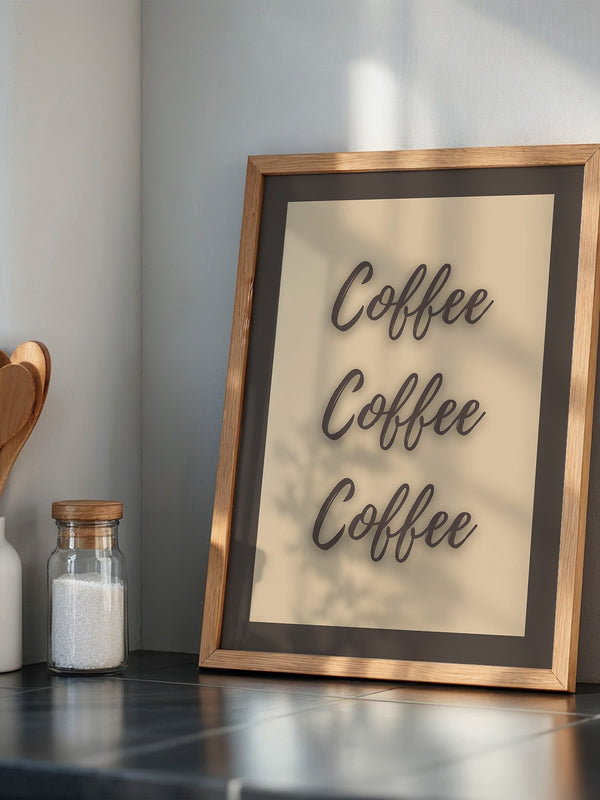 Kaffee Schriftzug Dreifach Braun