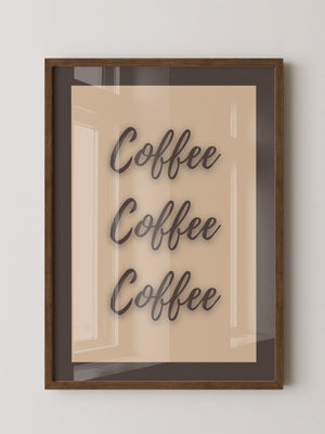 Kaffee Schriftzug Dreifach Braun