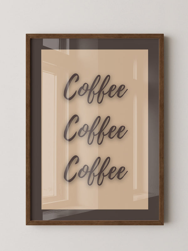 Kaffee Schriftzug Dreifach Braun