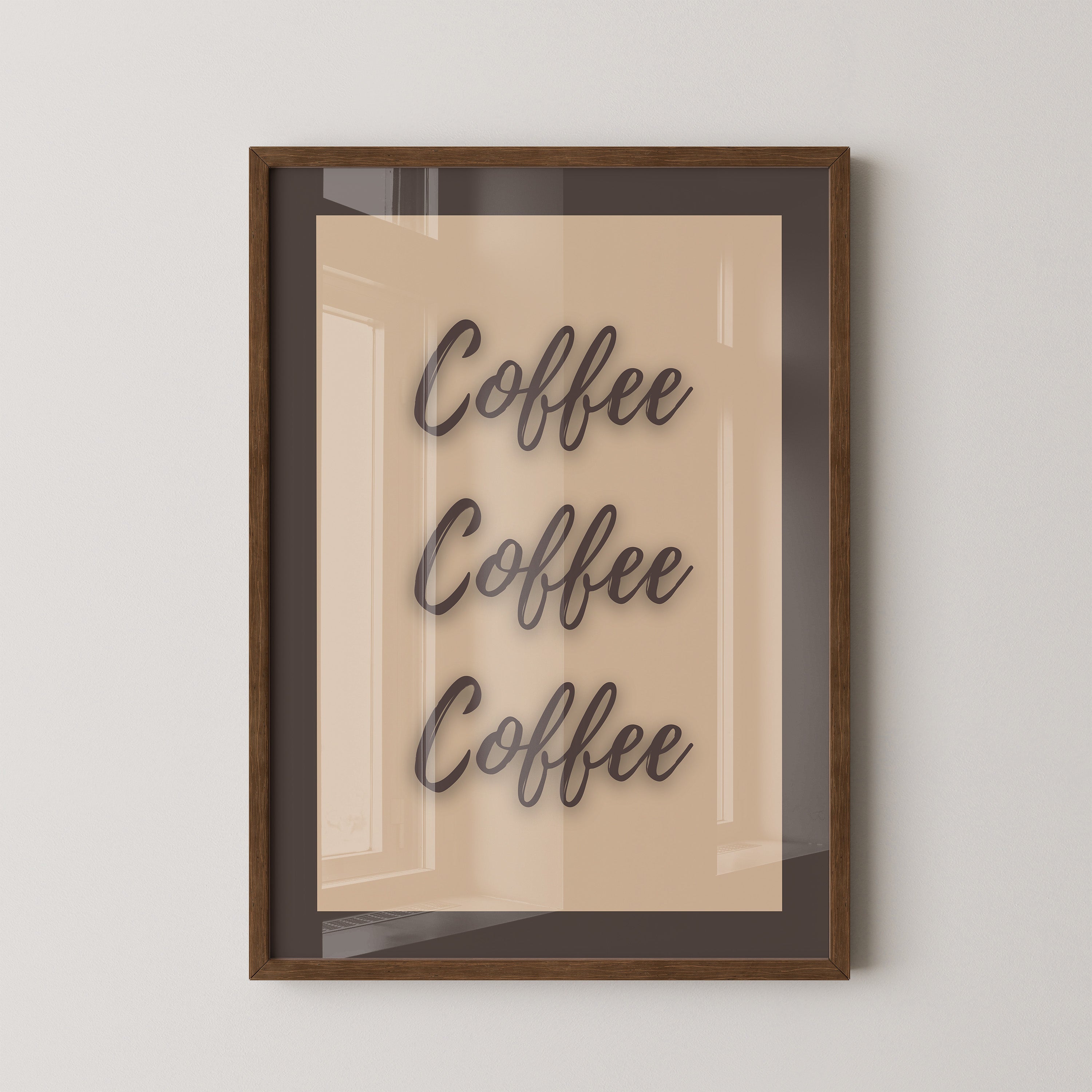 Kaffee Schriftzug Dreifach Braun