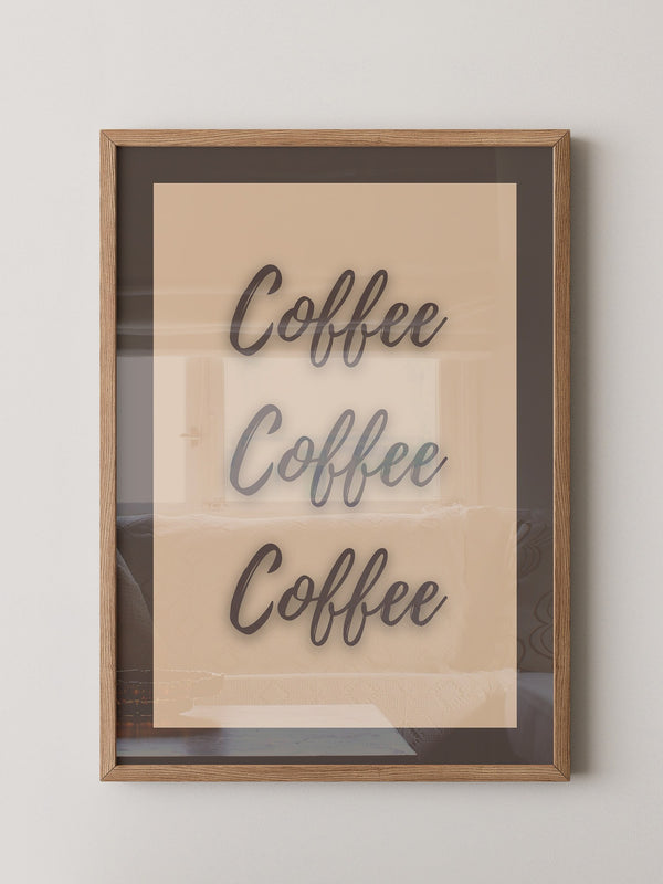 Kaffee Schriftzug Dreifach Braun