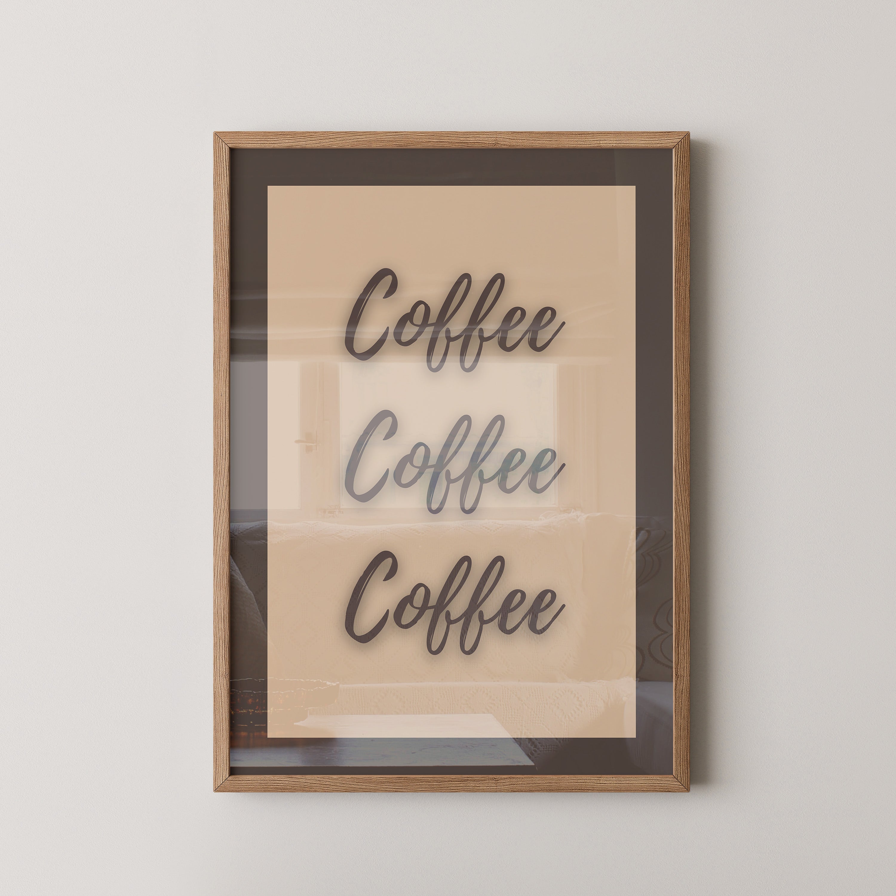 Kaffee Schriftzug Dreifach Braun