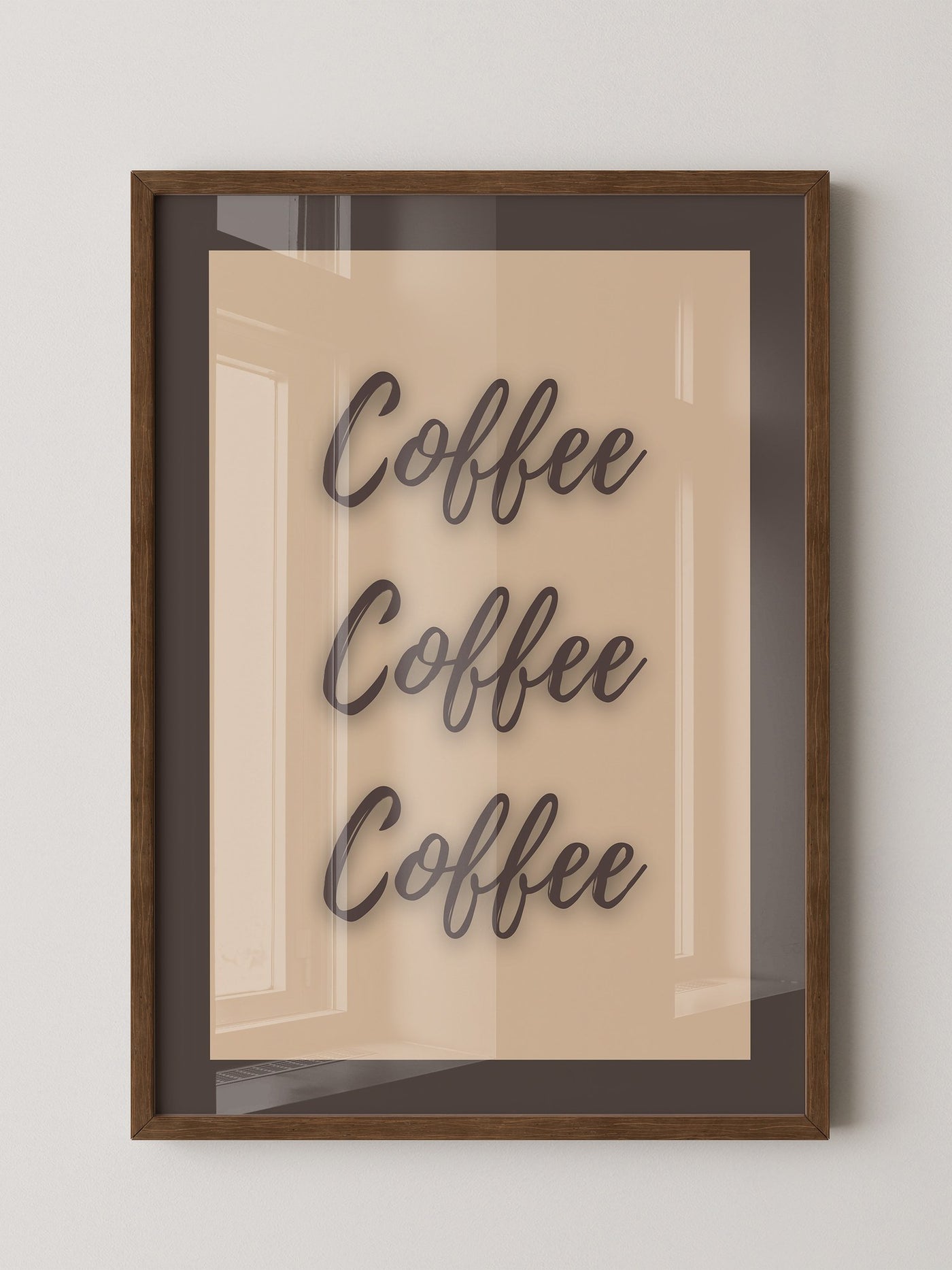 Kaffee Schriftzug Dreifach Braun