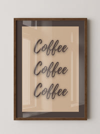 Kaffee Schriftzug Dreifach Braun