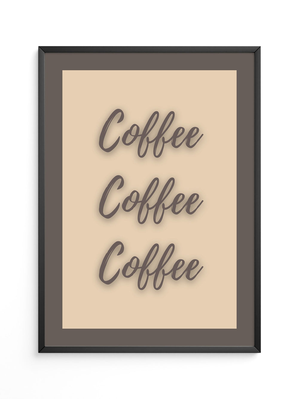 Kaffee Schriftzug Dreifach Braun