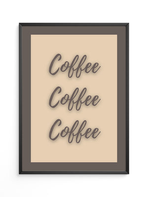 Kaffee Schriftzug Dreifach Braun