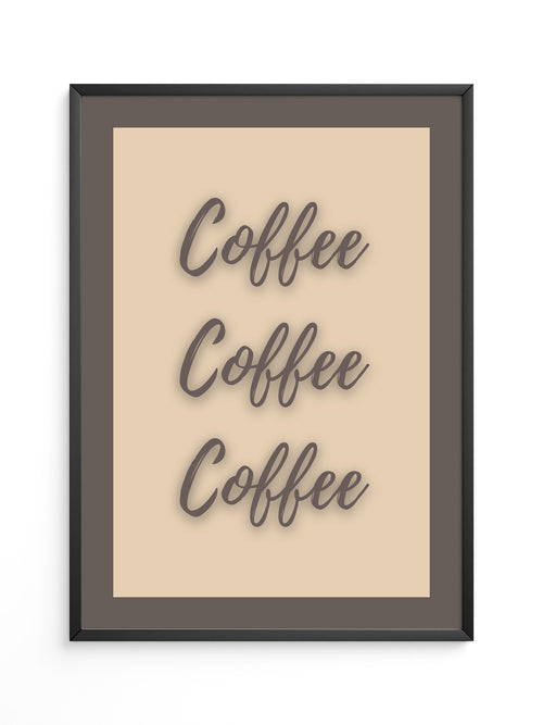 Kaffee Schriftzug Dreifach Braun