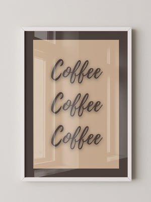 Kaffee Schriftzug Dreifach Braun