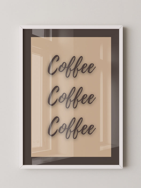 Kaffee Schriftzug Dreifach Braun