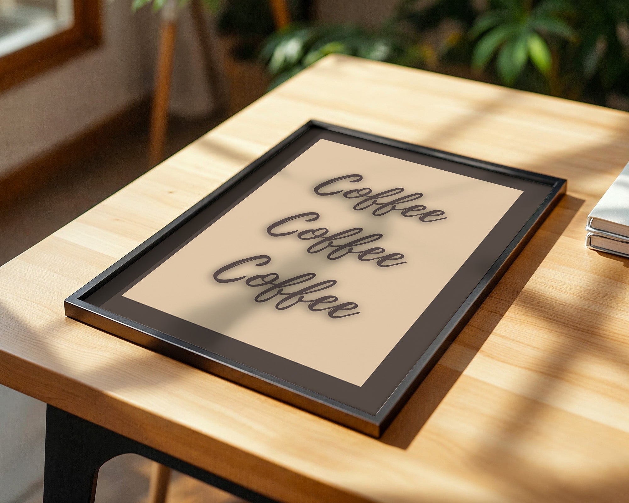Kaffee Schriftzug Dreifach Braun