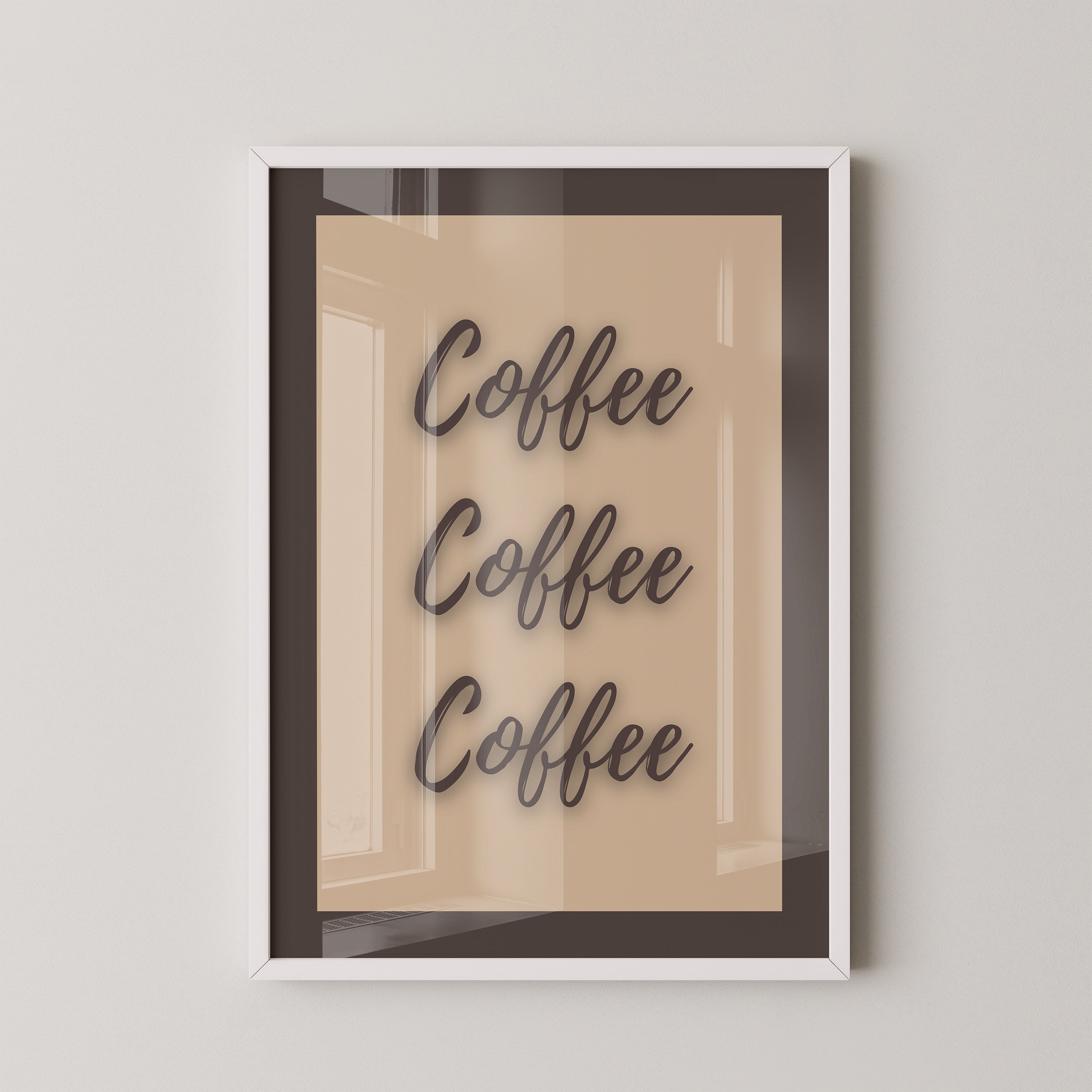 Kaffee Schriftzug Dreifach Braun