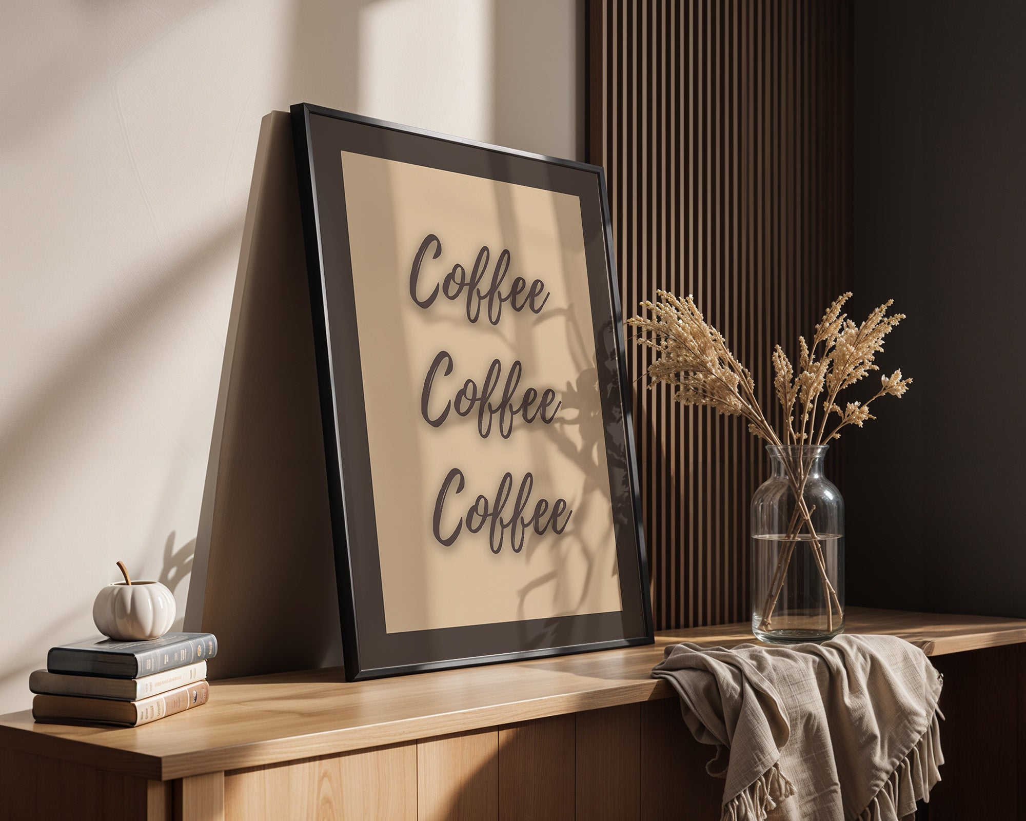 Kaffee Schriftzug Dreifach Braun