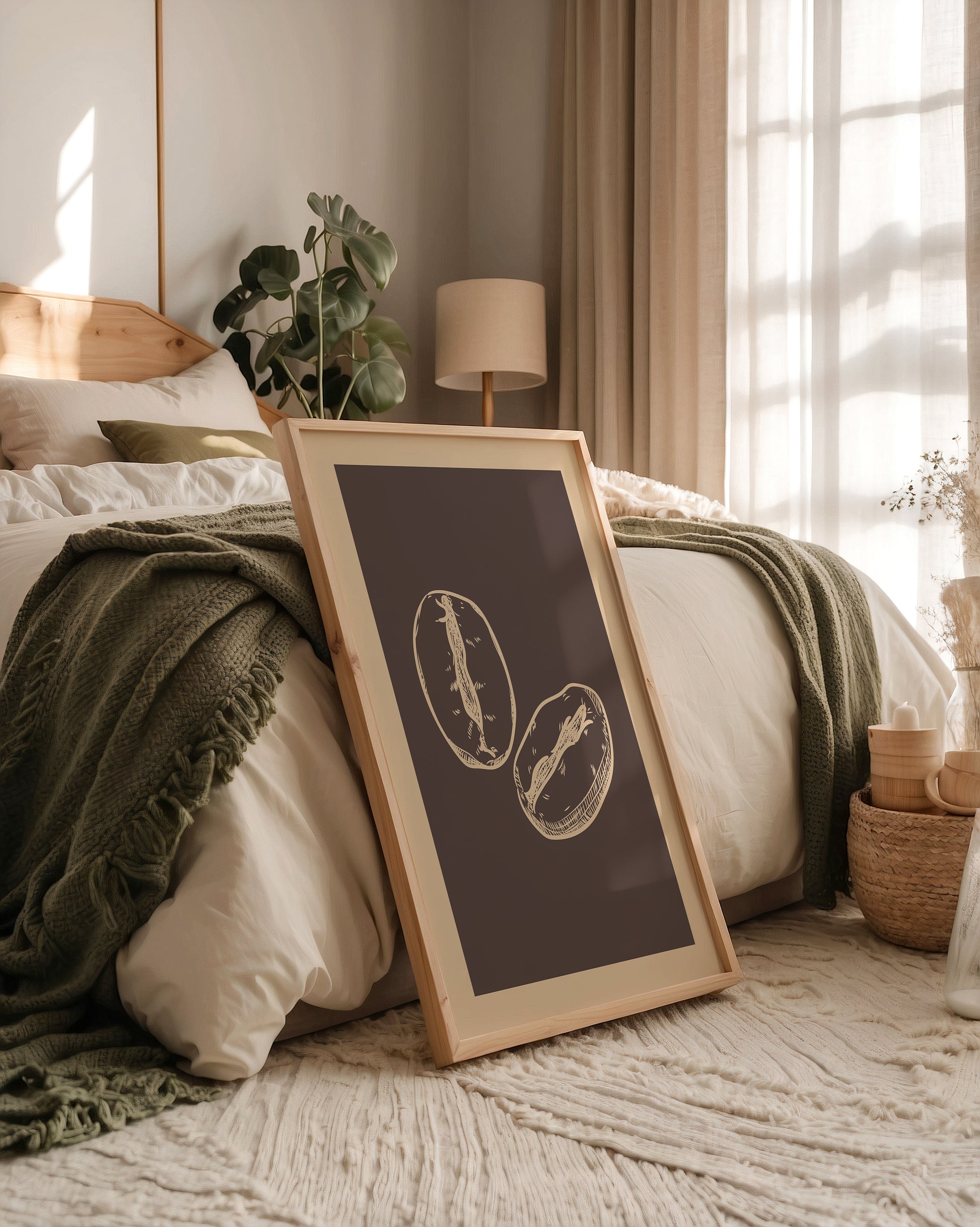 Kaffeebohnen Skizze Braun Beige