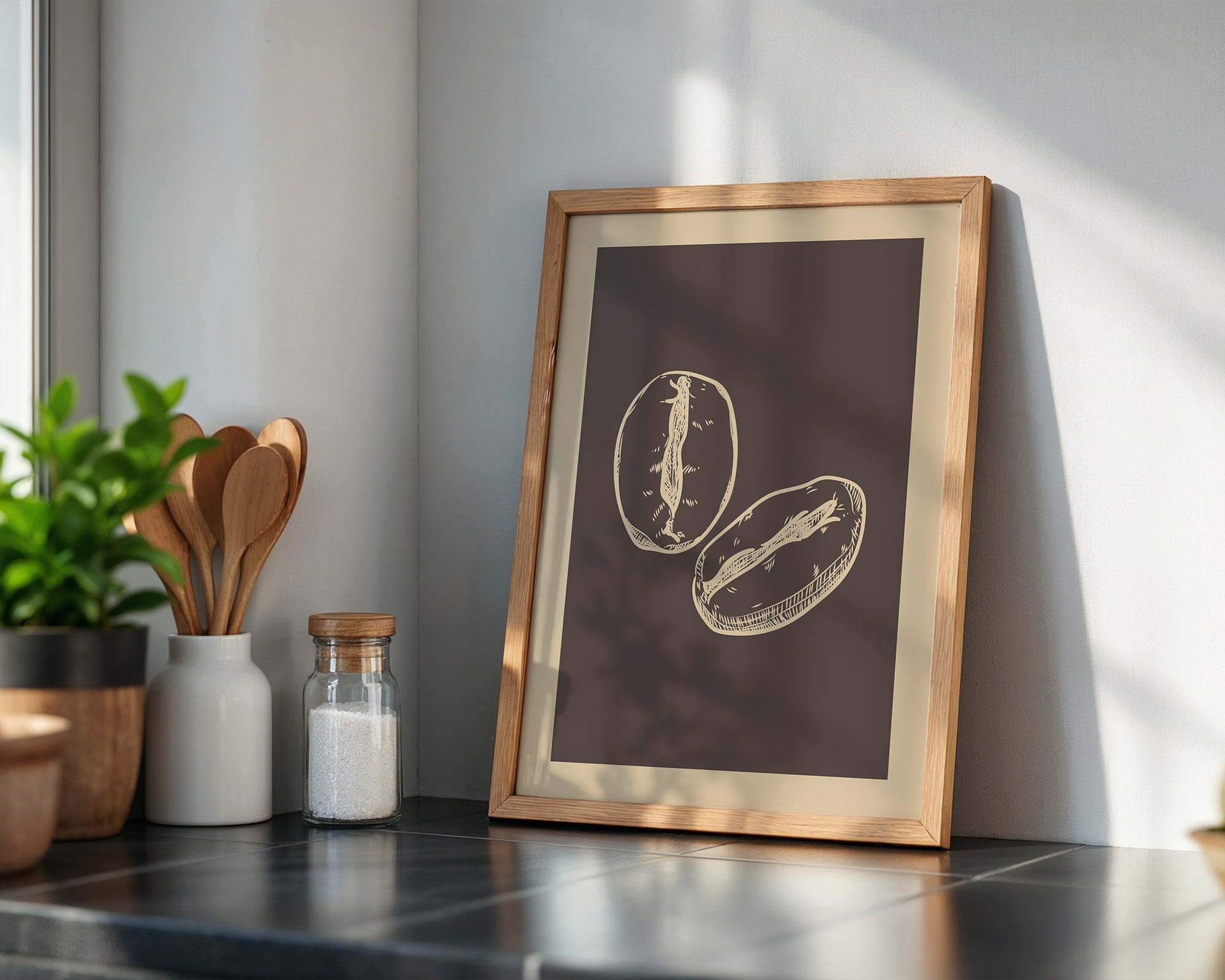 Kaffeebohnen Skizze Braun Beige