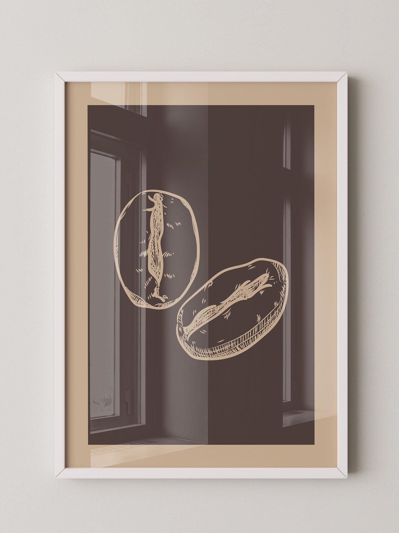 Kaffeebohnen Skizze Braun Beige