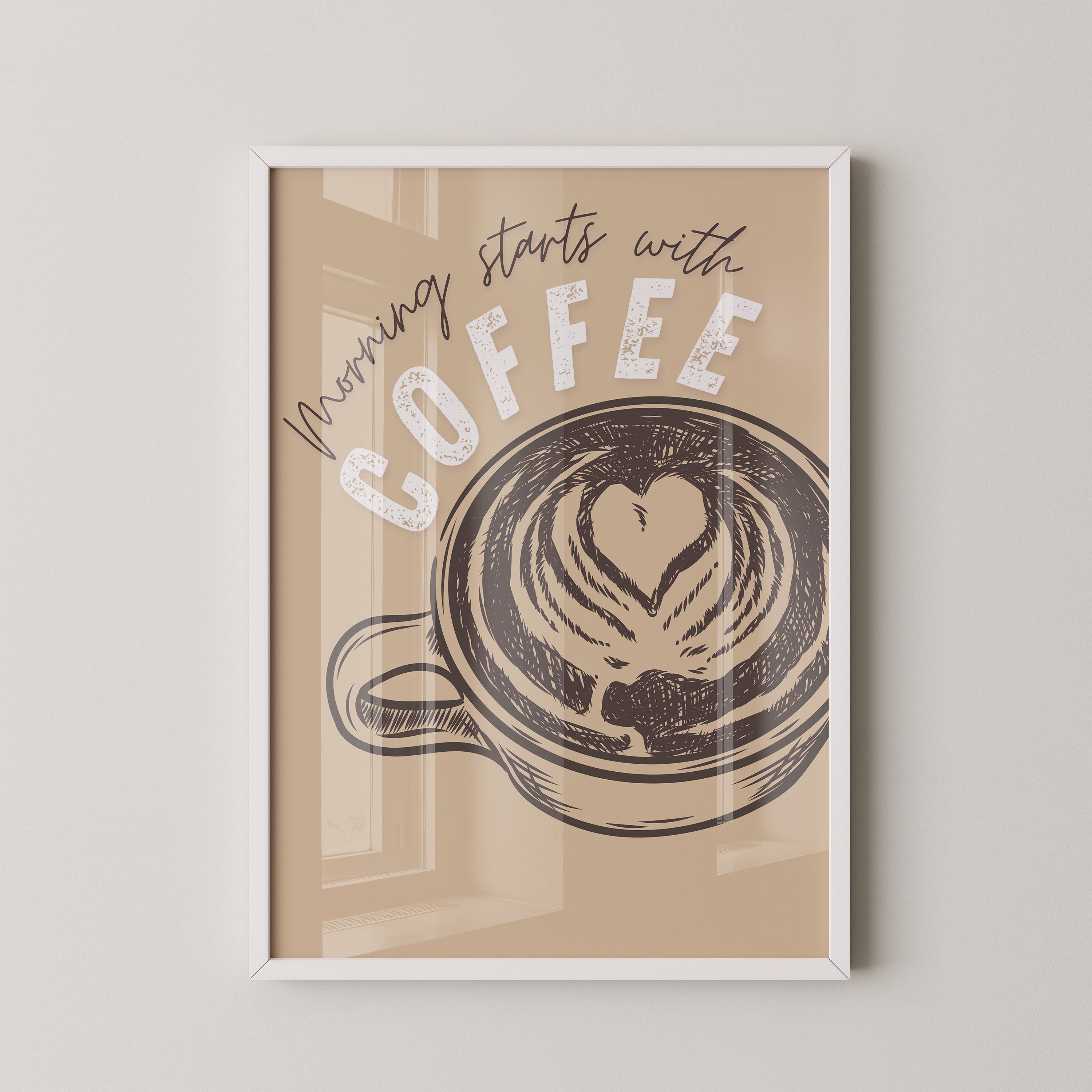 Kaffeetasse Herz Skizze Retro