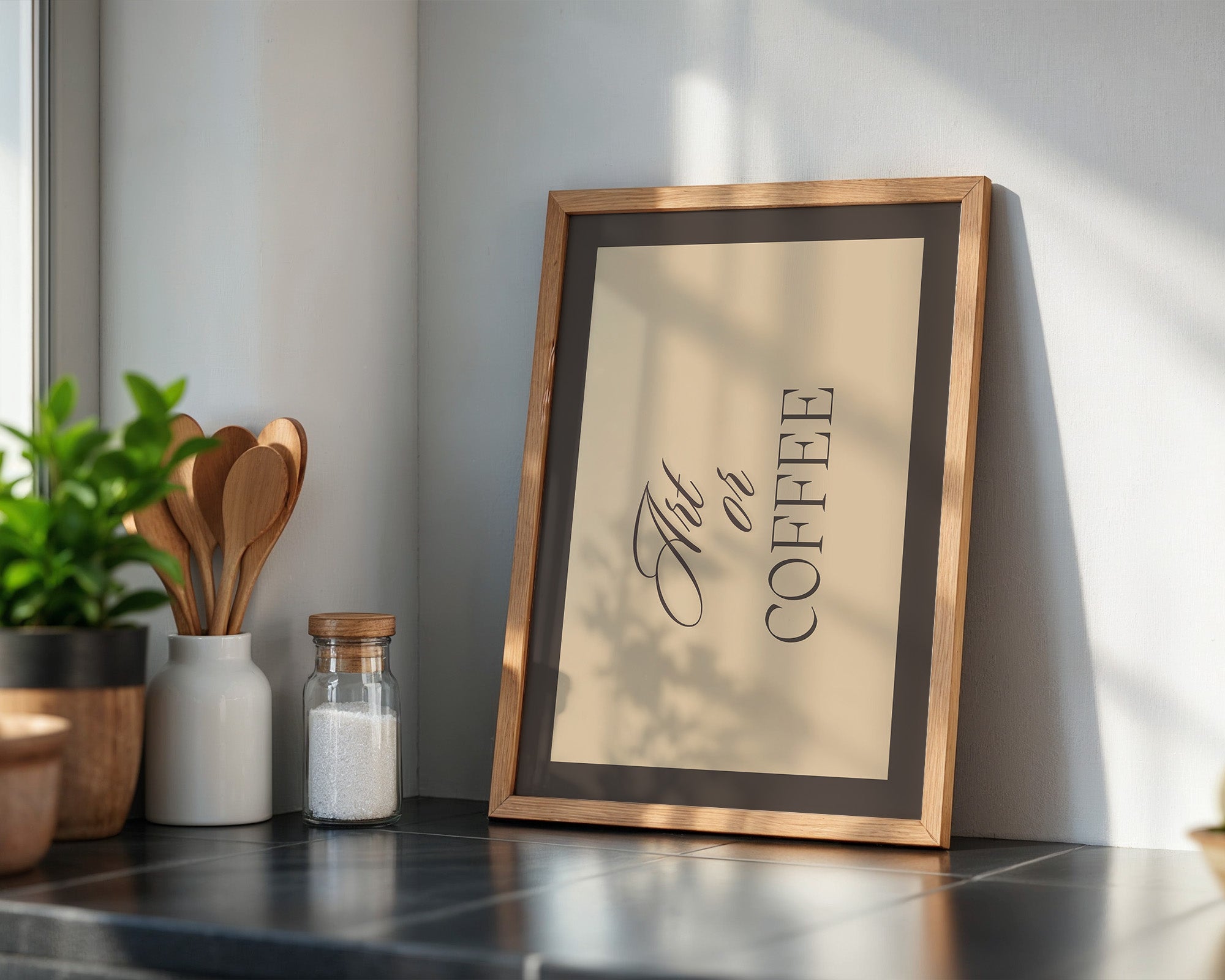Kaffee Schrift diagonale Typografie
