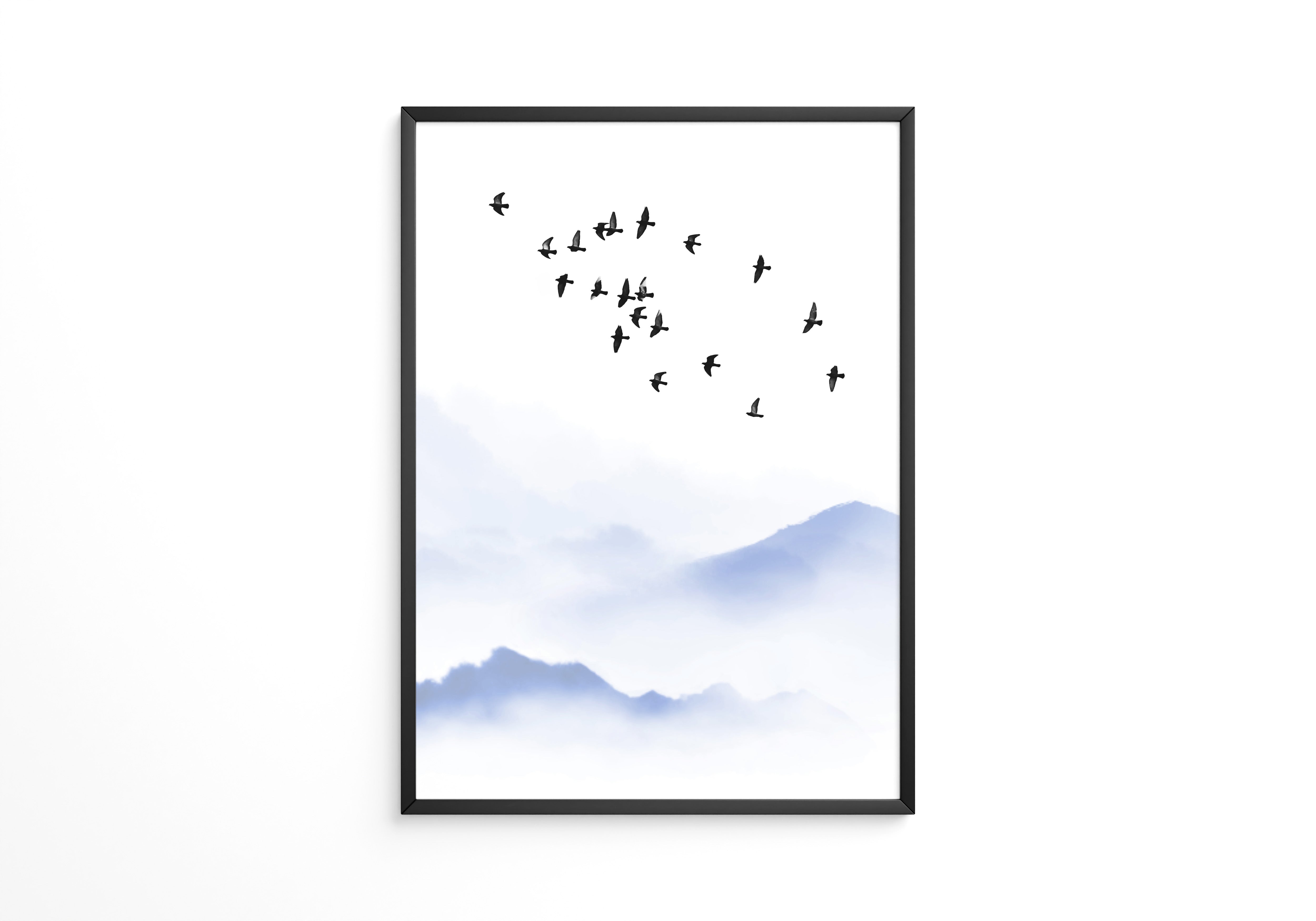 Vogelzug Nebel Aquarell