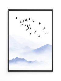 Vogelzug Nebel Aquarell