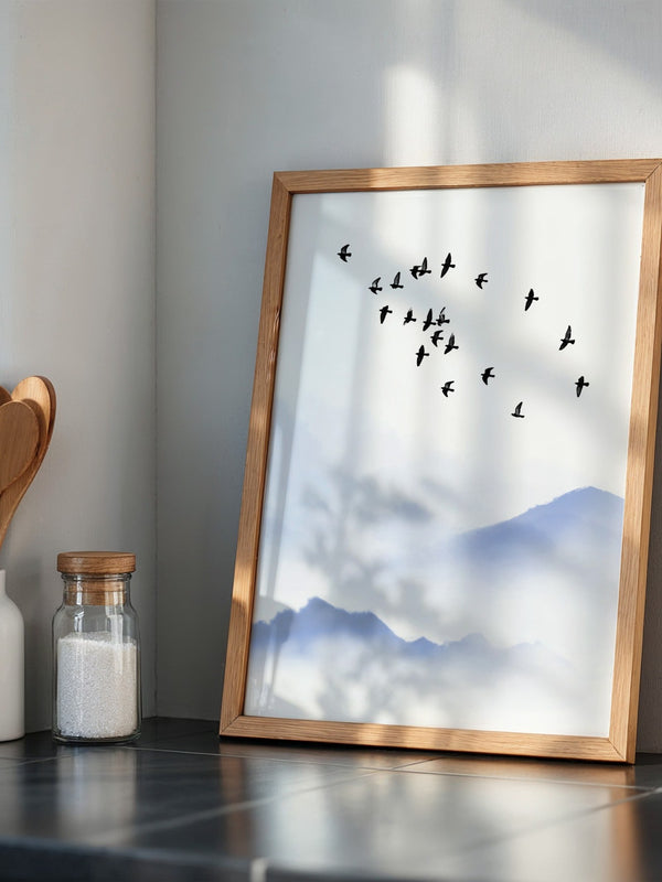 Vogelzug Nebel Aquarell
