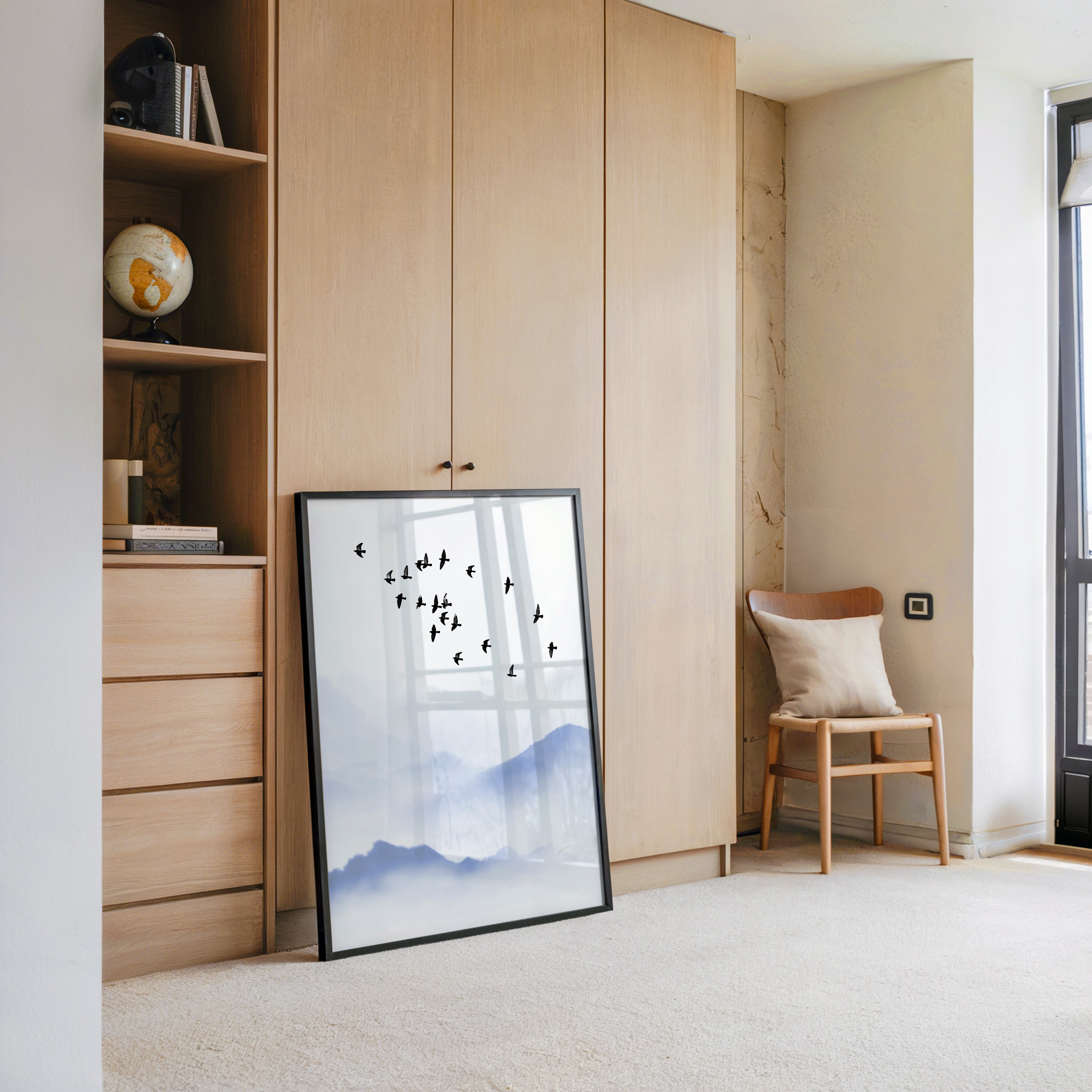 Vogelzug Nebel Aquarell