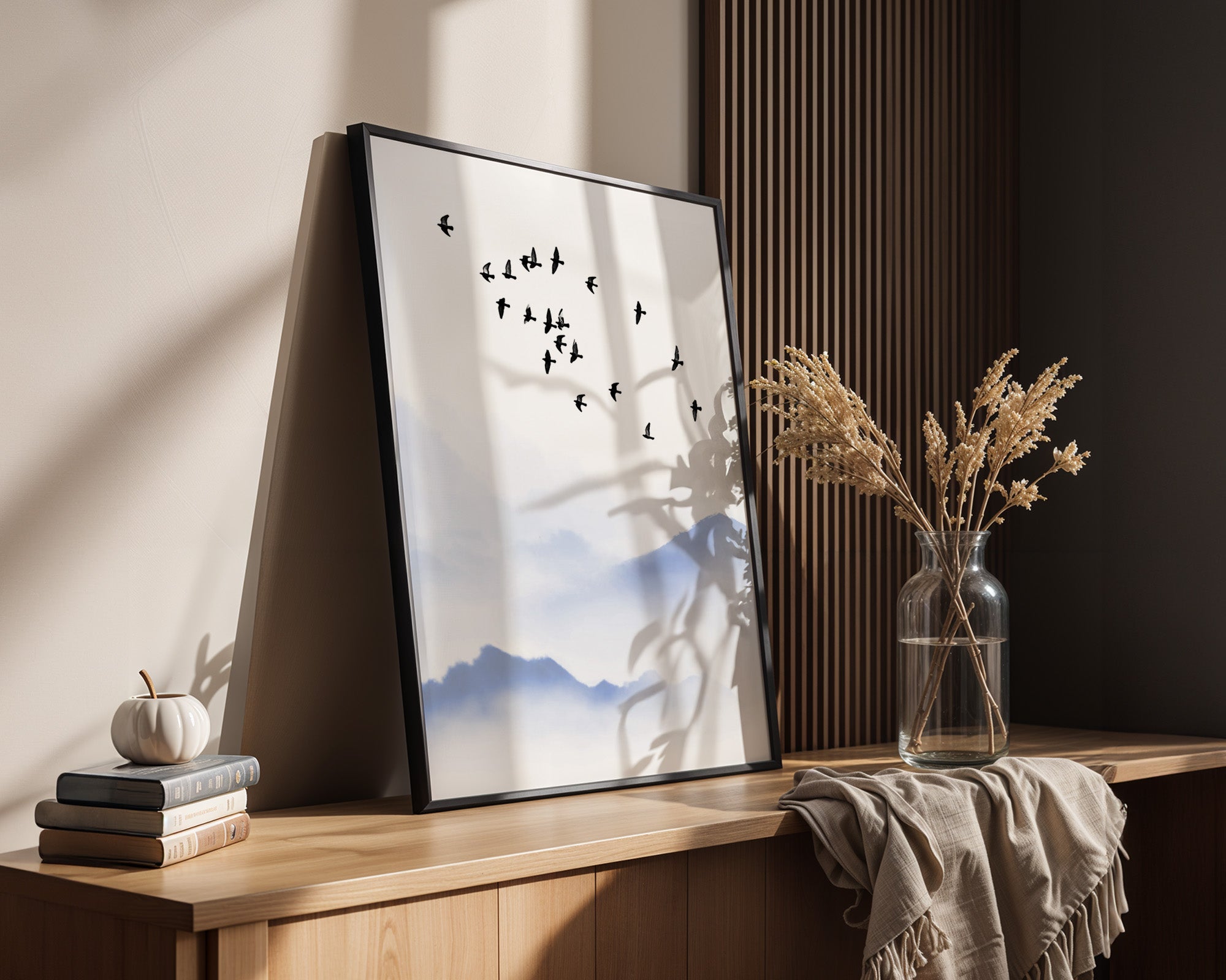 Vogelzug Nebel Aquarell