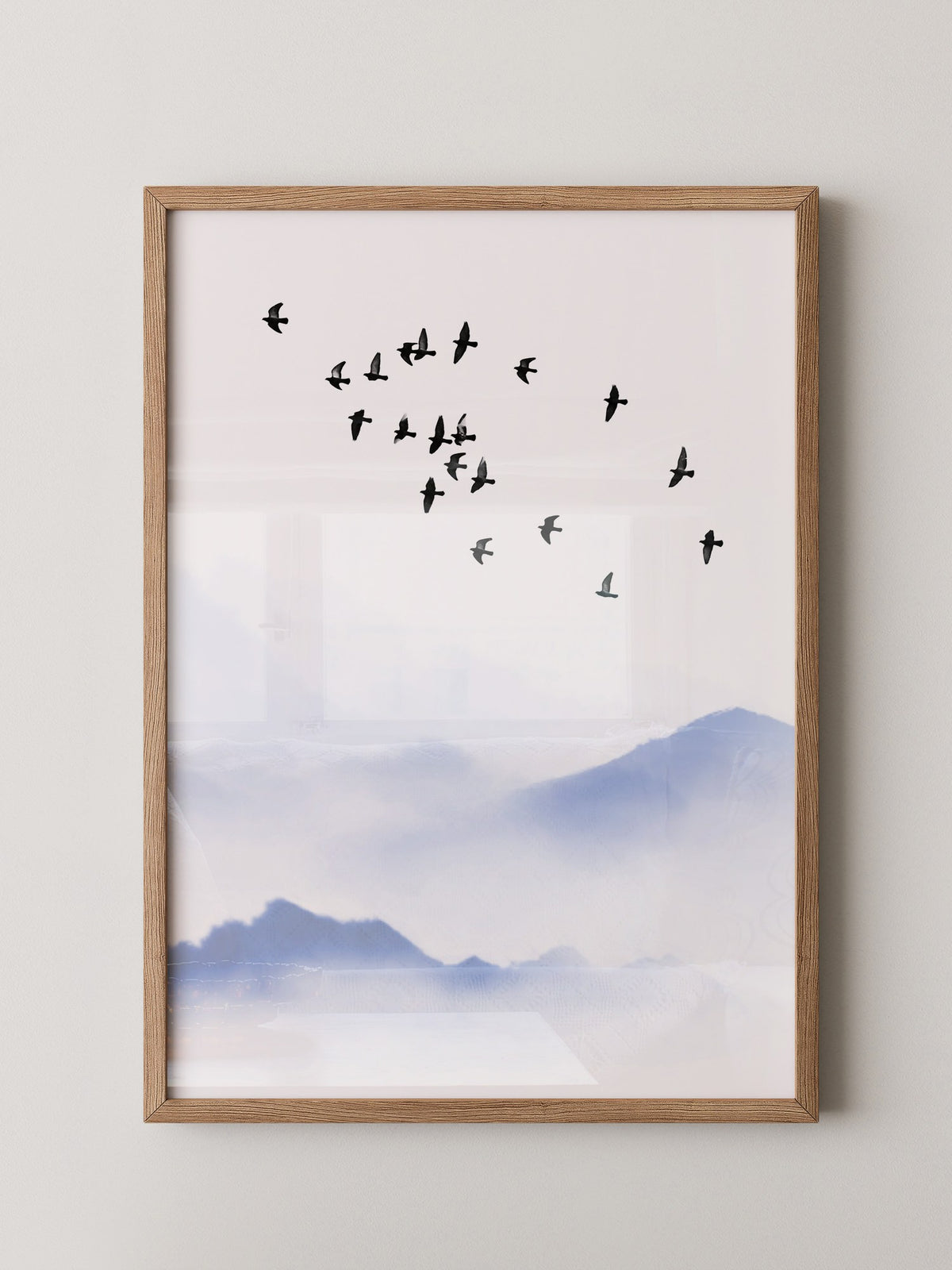 Vogelzug Nebel Aquarell