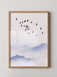 Vogelzug Nebel Aquarell