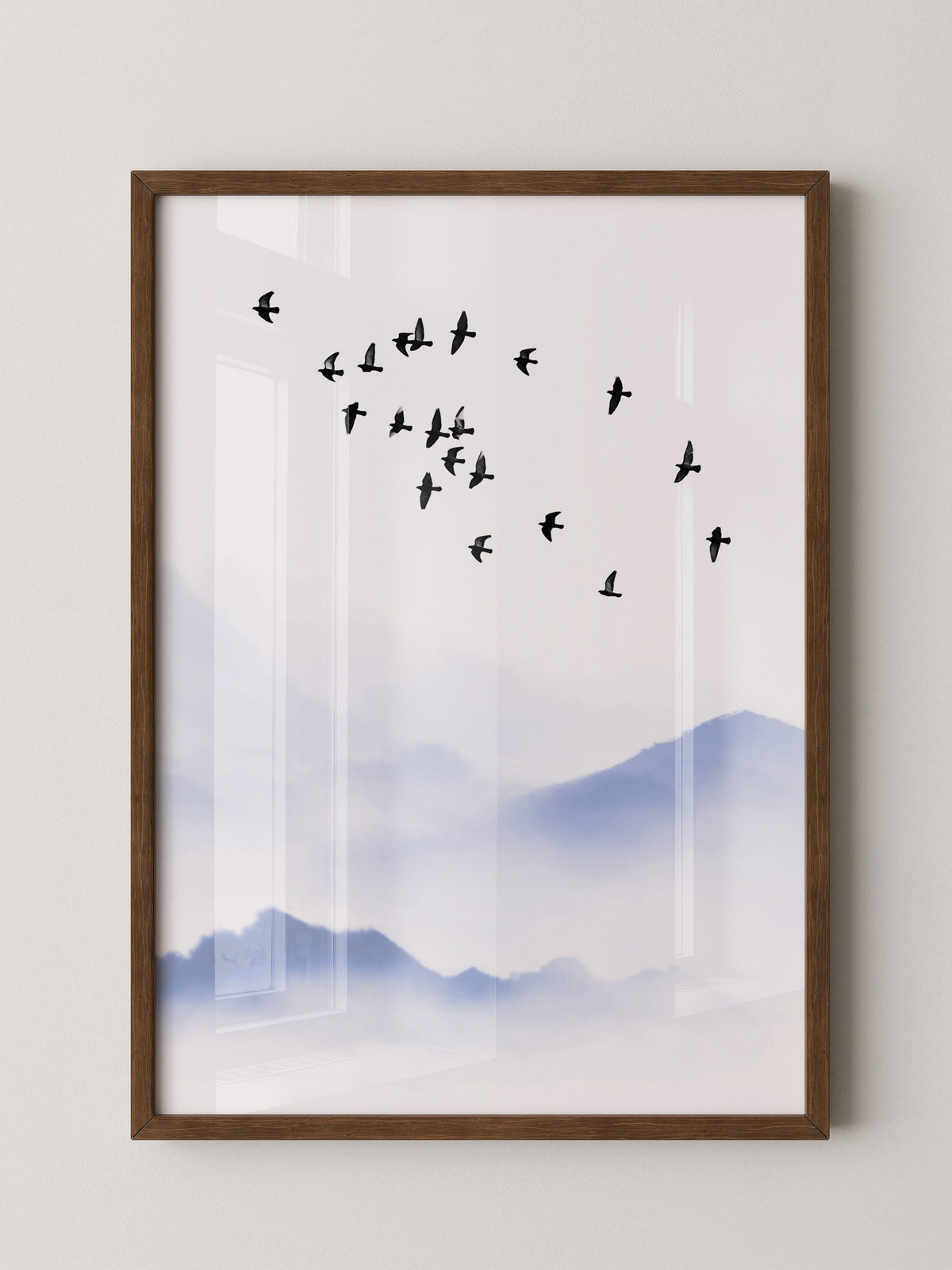 Vogelzug Nebel Aquarell