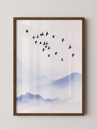 Vogelzug Nebel Aquarell
