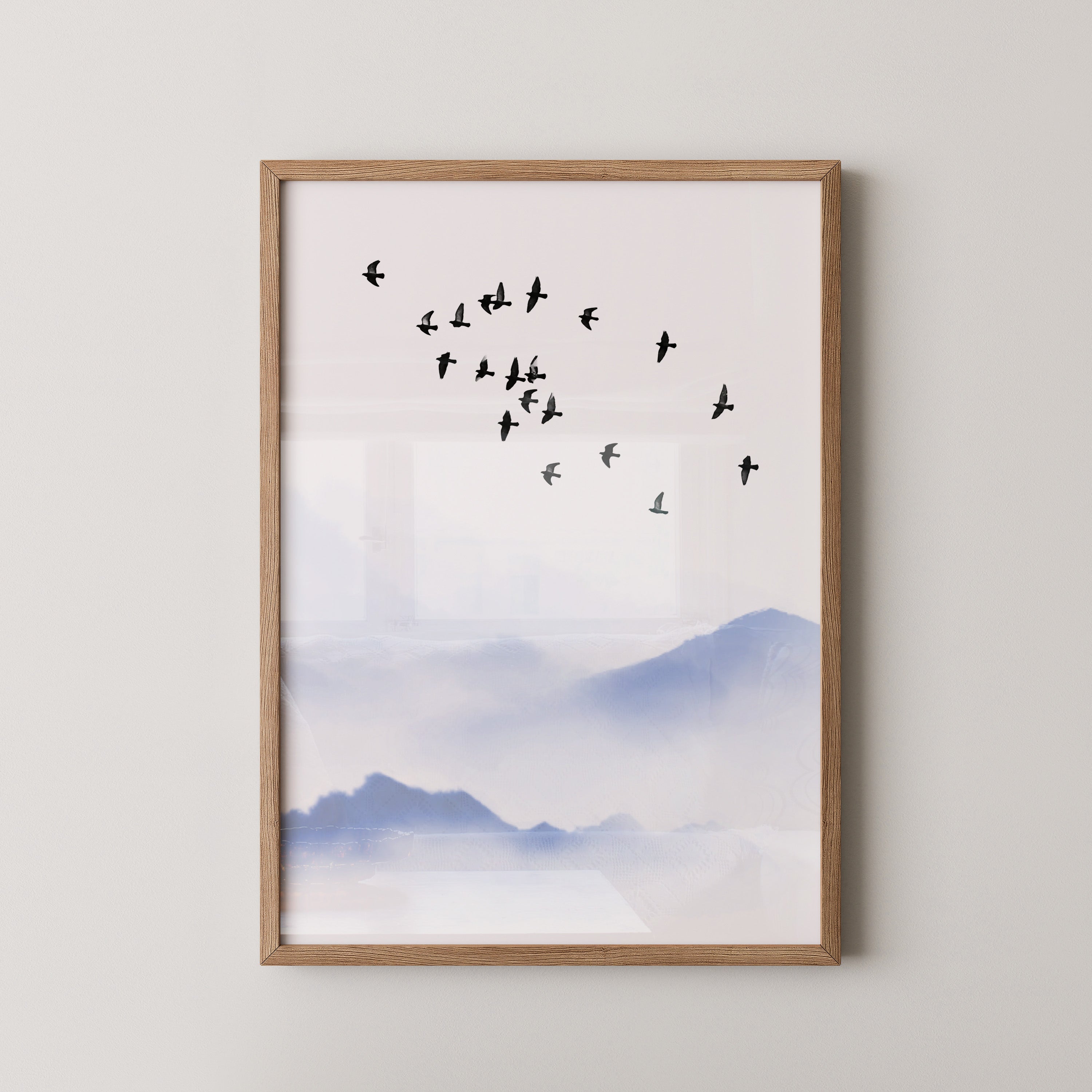 Vogelzug Nebel Aquarell