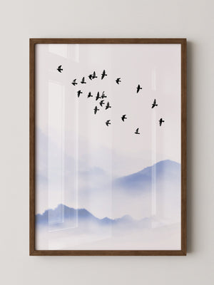 Vogelzug Nebel Aquarell