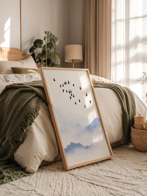 Vogelzug Nebel Aquarell
