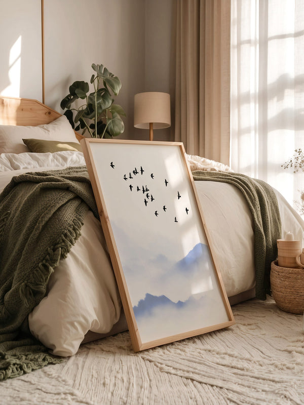 Vogelzug Nebel Aquarell