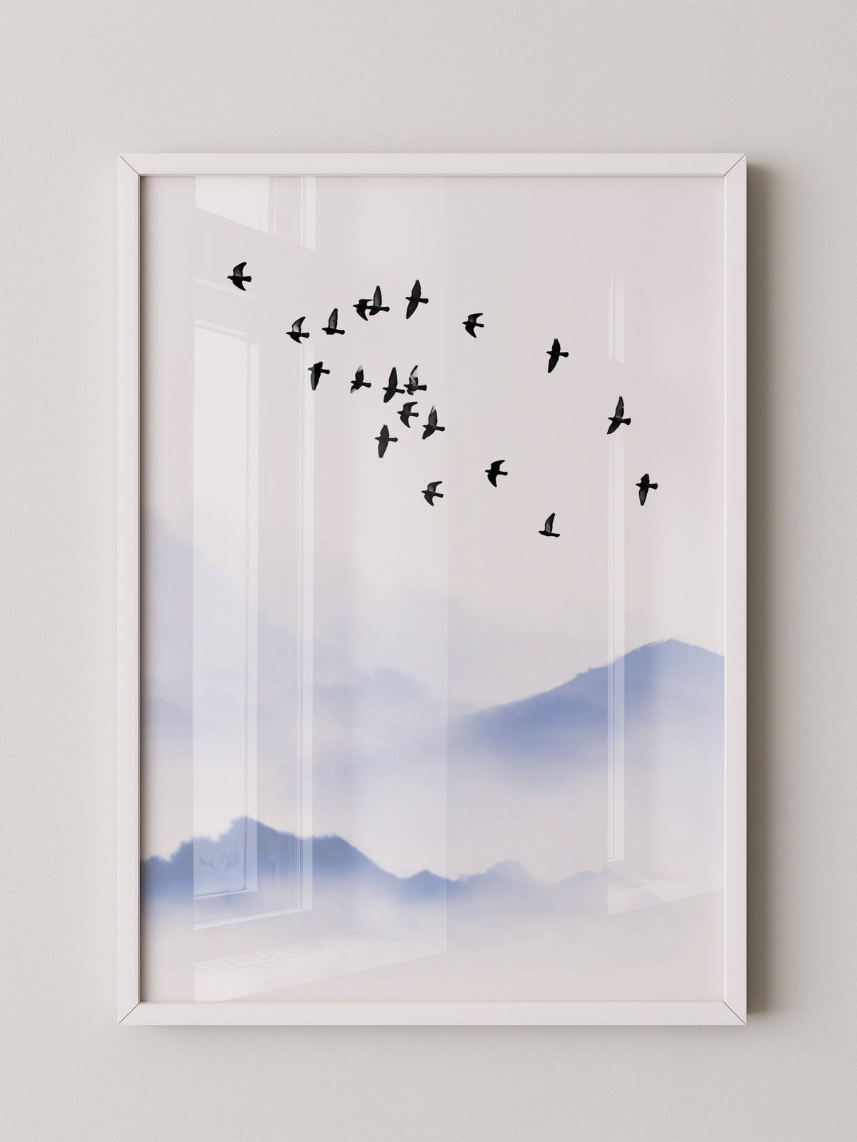 Vogelzug Nebel Aquarell