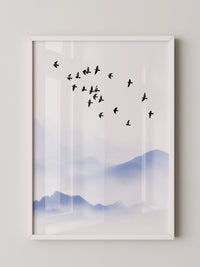 Vogelzug Nebel Aquarell