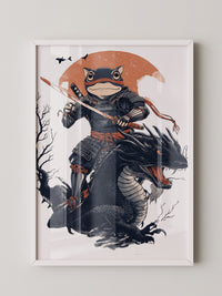 Frosch-Samurai auf Drache Illustration