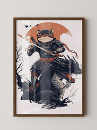Frosch-Samurai auf Drache Illustration