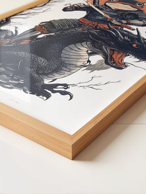 Frosch-Samurai auf Drache Illustration