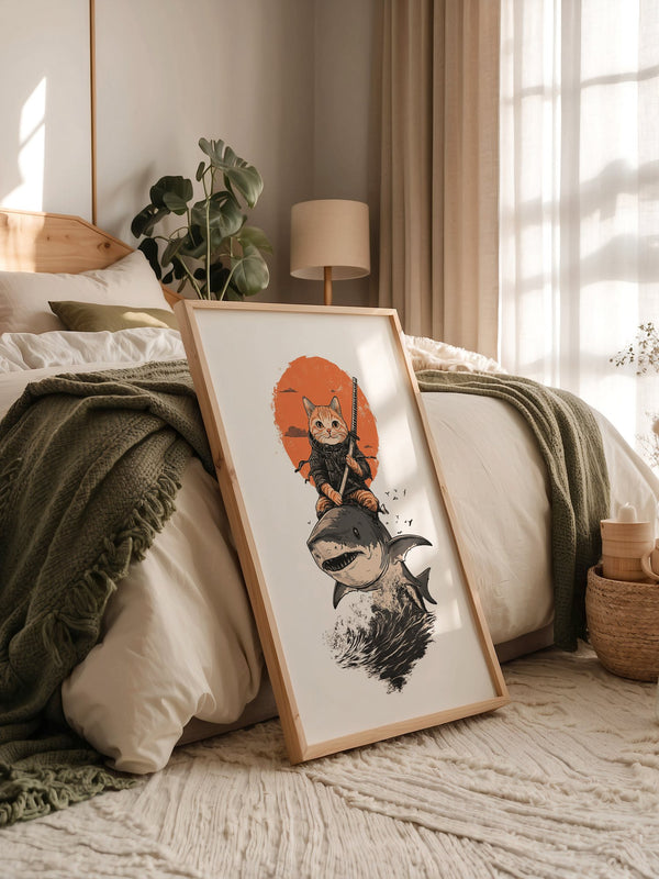 Katzenkrieger auf Hai in Orange